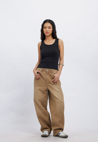 Washed Barrel Denim Pants
