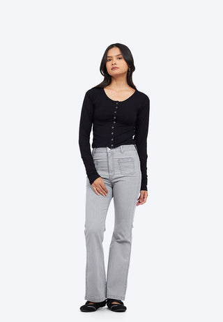 Double Pocket Flared Denim Pants
