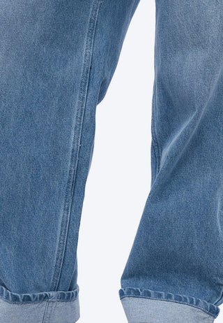 Turn Up Hem Straight Denim Pants