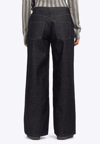 Wide Leg Drawstring Denim Pants