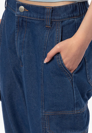 Wide Leg Pocket Denim Pants