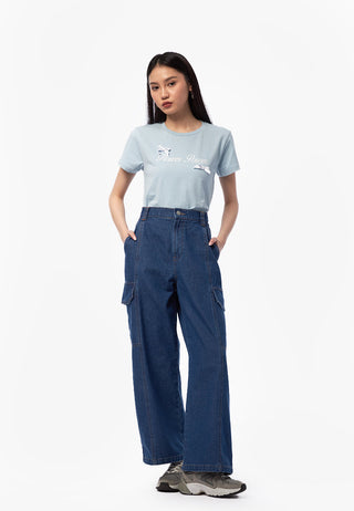 Wide Leg Pocket Denim Pants