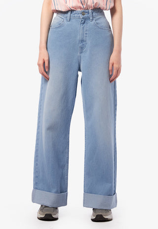 Rolled Up Wide Leg Denim Pants