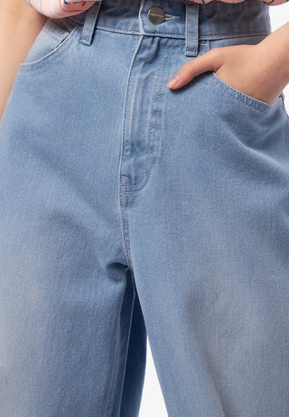 Rolled Up Wide Leg Denim Pants