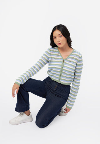 High Waist Flared Denim Pants Dark Blue