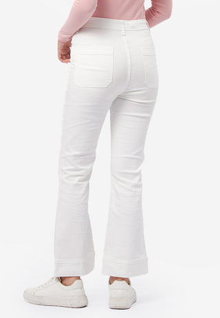High Waist Flared Denim Pants Off White