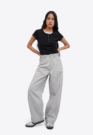 Mid Rise Barrel Denim Pants