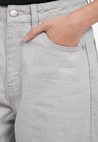 Mid Rise Barrel Denim Pants
