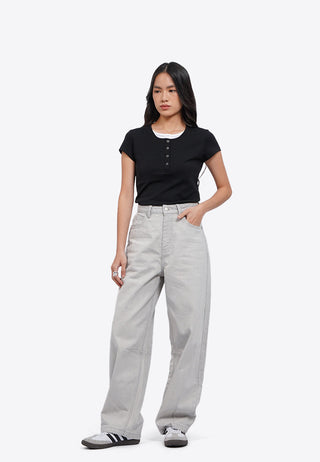 Mid Rise Barrel Denim Pants