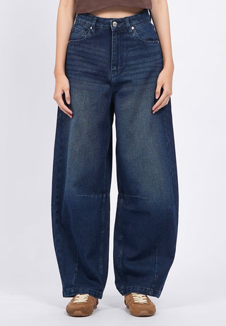 Mid Rise Barrel Denim Pants