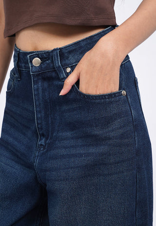 Mid Rise Barrel Denim Pants