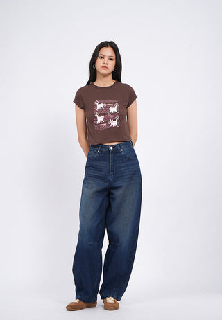 Mid Rise Barrel Denim Pants