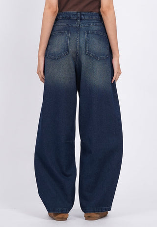 Mid Rise Barrel Denim Pants