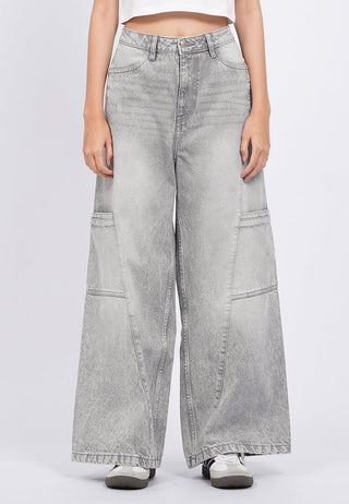 High Waist Cargo Denim Pants