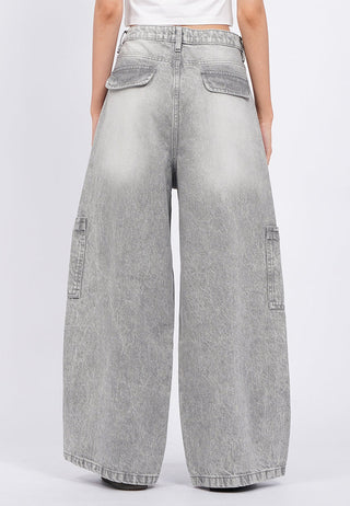 High Waist Cargo Denim Pants