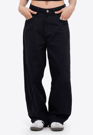 Mid Rise Barrel Denim Pants