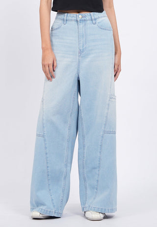 High Waist Cargo Denim Pants