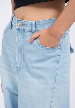 High Waist Cargo Denim Pants