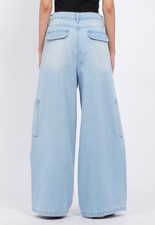 High Waist Cargo Denim Pants