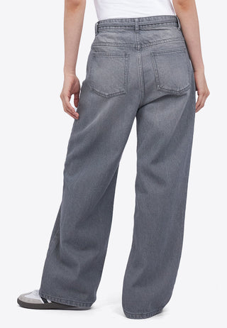 Tied Waist Wide Leg Denim Pants