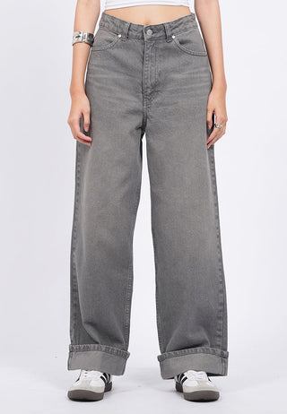 Turn Up Hem Straight Jeans