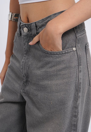 Turn Up Hem Straight Jeans