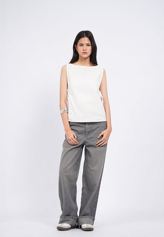 Turn Up Hem Straight Jeans