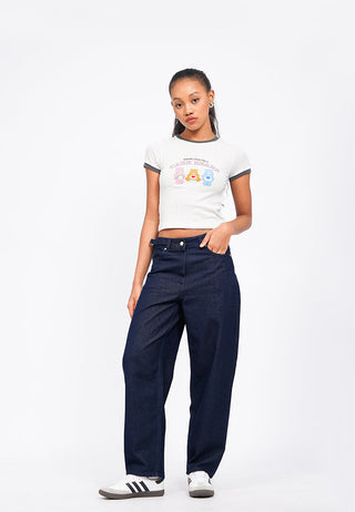 Skater Denim Pants with Side Buckle