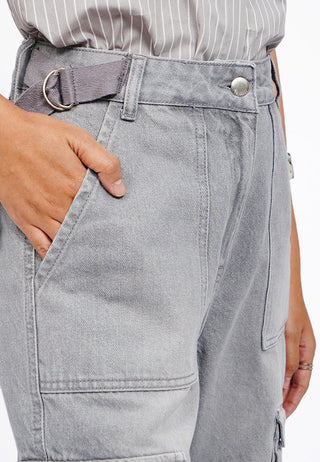 Wide Leg Cargo Denim Pants