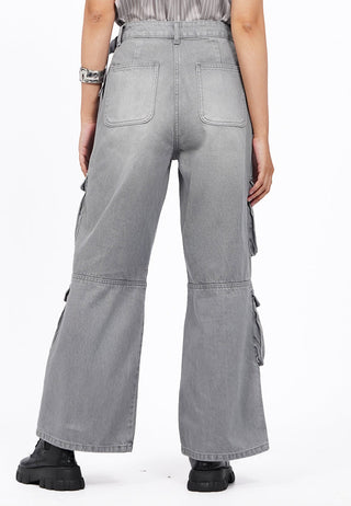 Wide Leg Cargo Denim Pants