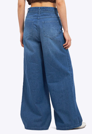 Wide Leg Denim Pants with Belt