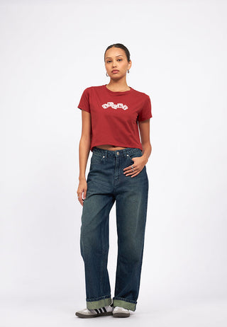 Turn Up Hem Straight Denim Pants