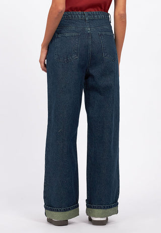 Turn Up Hem Straight Denim Pants