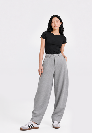 Semi Wool Barrel Long Pants