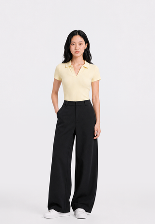 Semi Wool Barrel Long Pants