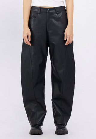 Leather Barrel Pants
