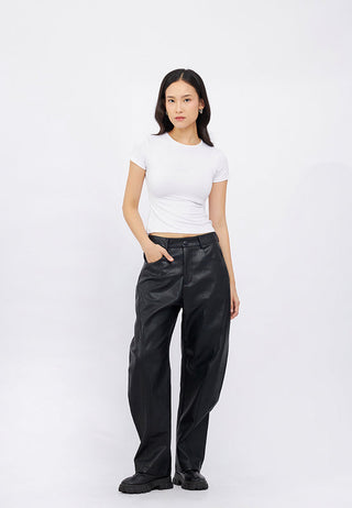 Leather Barrel Pants