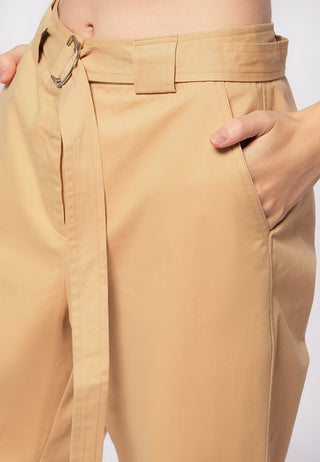 Regular Fit Pants with Buckled Belt