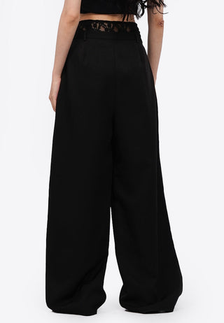 Lace Details Wide Leg Pants