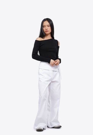 Fold Over Long Pants with Tie