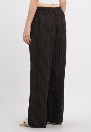 Printed Long Pajama Pants with Lace Trim