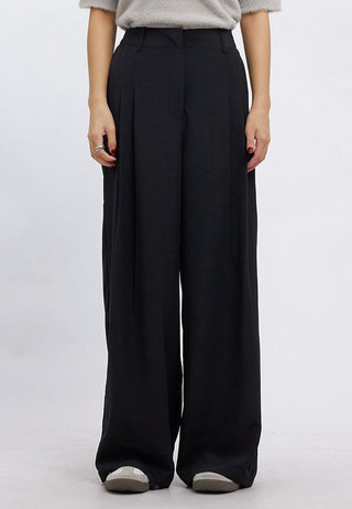 Regular Fit Double Pleated Long Pants