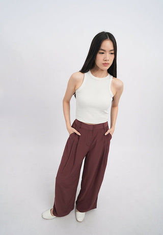 Regular Fit Double Pleated Long Pants