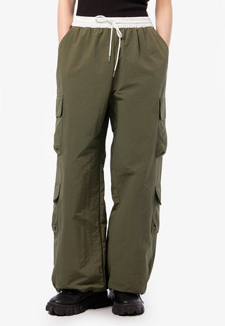 Contrast Waistband Cargo Pants