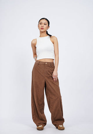 Barrel Leg Corduroy Pants