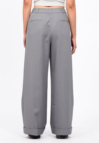 Wide Leg Stripes Roll Up Pants