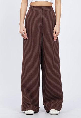 Wide Leg Roll Up Stripes Pants