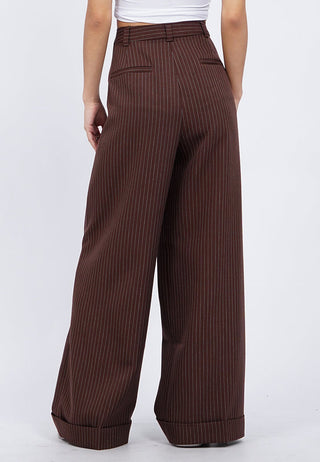 Wide Leg Roll Up Stripes Pants