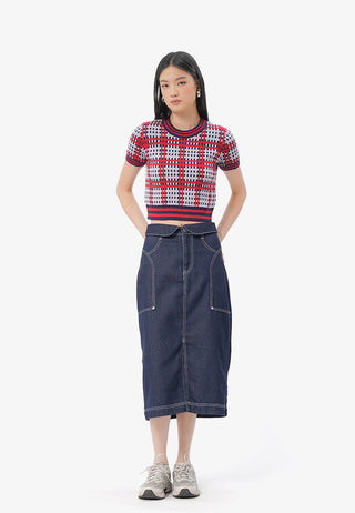 Reserved Waistband Denim Skirt