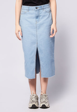 Midi Denim Skirt with Front Slit
